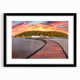 Extra large abstract art print of a colorful, textured European scenery on a black framed canvas.