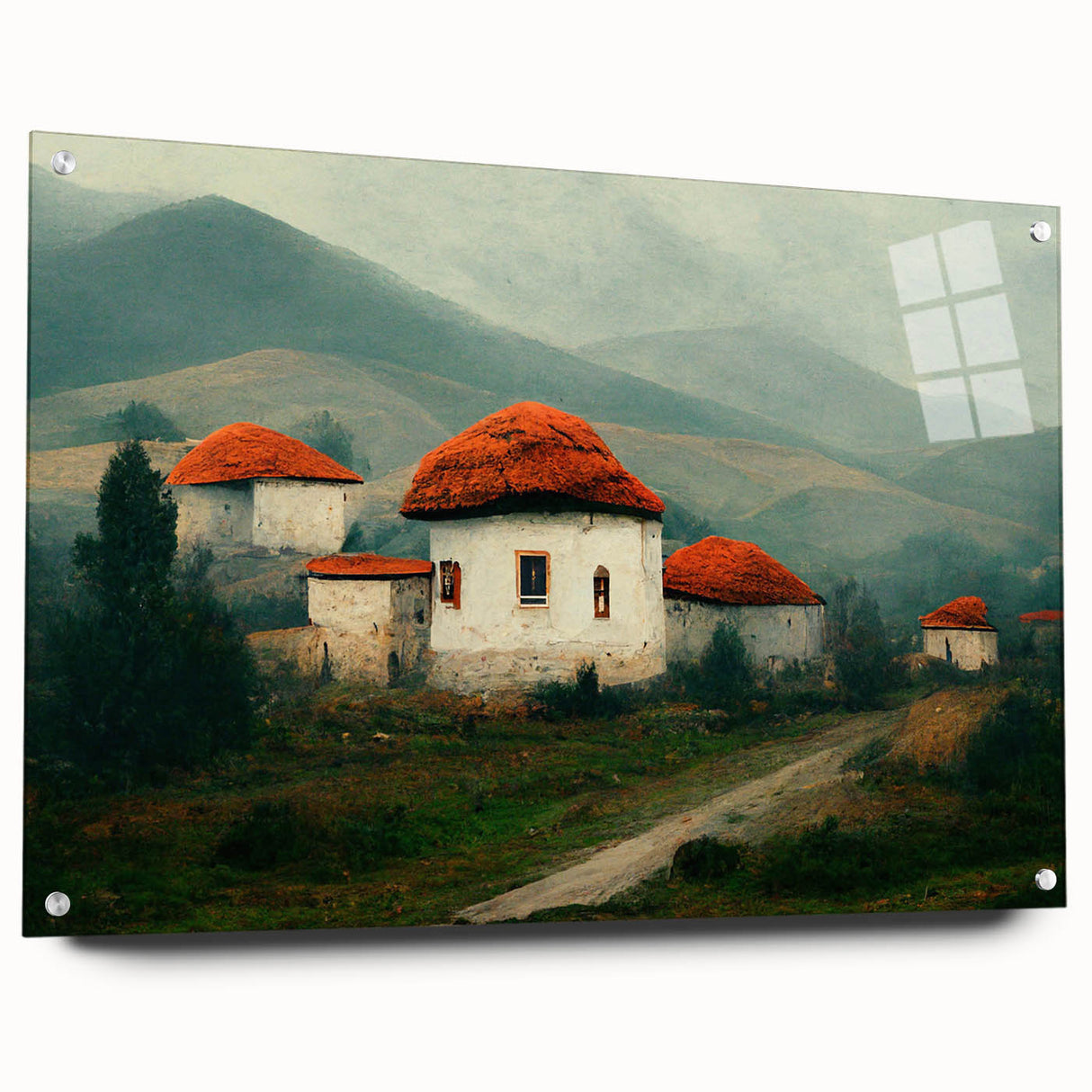 Large abstract wall art of a European scenery in Bulgaria, rendered on acrylic glass.