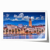 Extra large rolled print of Croatian scenery with vibrant floral elements, ideal for dining room wall art.