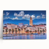 Black and white stretched canvas of a Croatian landscape, ideal for kitchen wall art.