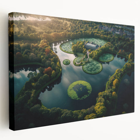 Large canvas print of a European cityscape in muted earth tones, ideal for kitchen wall art.