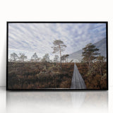 Large abstract wall art featuring a stylized Estonian landscape in muted earth tones on a framed acrylic.