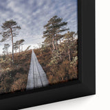 Black wall art featuring a textured close-up of a European scenery in vibrant colors on a framed canvas.