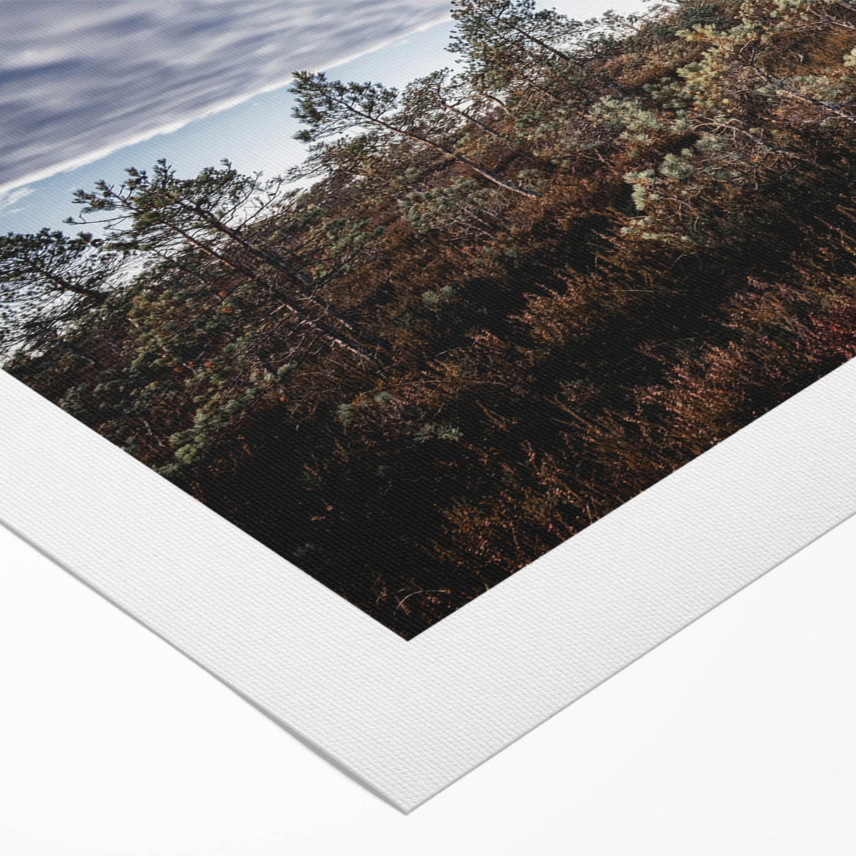Art deco poster of a European Estonian scenery in muted earth tones on rolled canvas, suitable for dining room wall art.