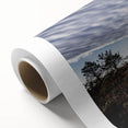 Art deco poster of a serene European landscape in pastel shades on rolled canvas, ideal for nursery wall art.