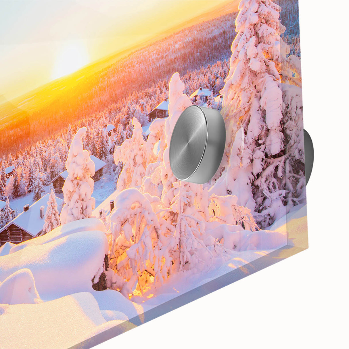 Large abstract wall art of a Finnish landscape in muted earth tones on acrylic glass, suitable for dining room art.