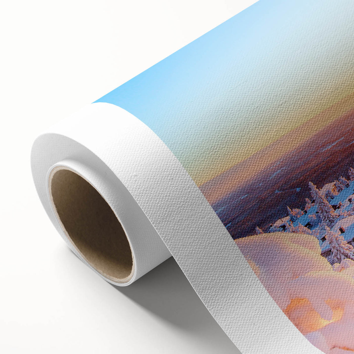 Art deco poster of a serene Finnish landscape in pastel colors on rolled canvas, ideal for nursery wall art.