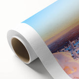 Art deco poster of a serene Finnish landscape in pastel colors on rolled canvas, ideal for nursery wall art.