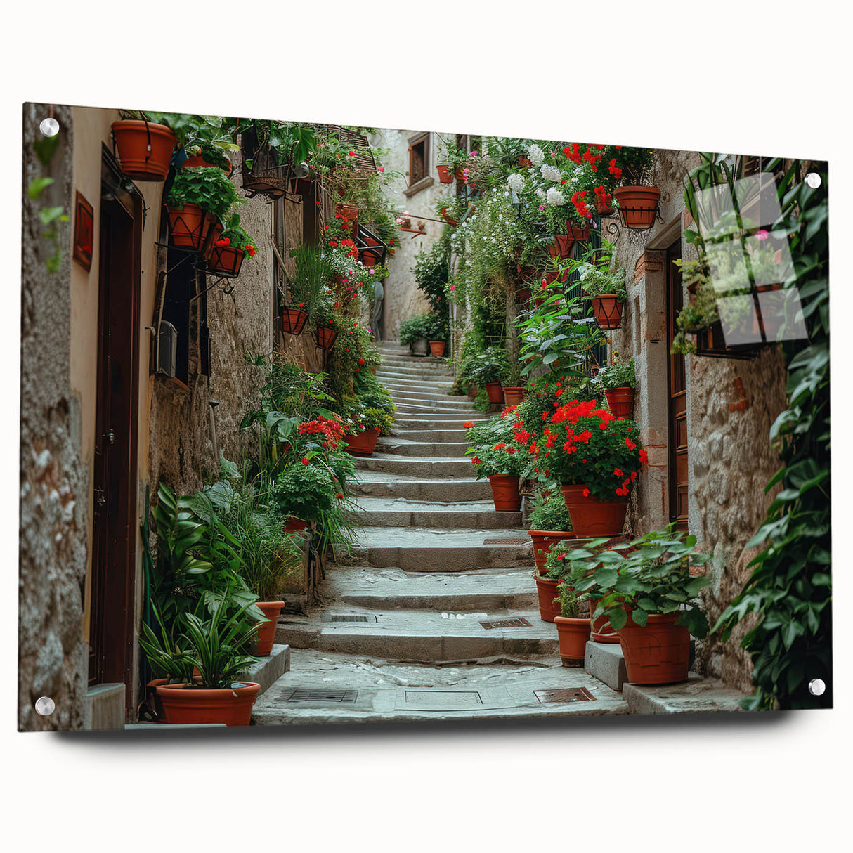 Acrylic glass print of a Provence, France scenery in soft pastel shades, ideal for dining room decor.
