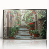 Large art print of a Provence landscape in muted earth tones on a framed acrylic, suitable for modern nursery decor.