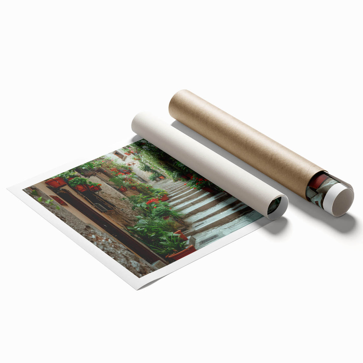 Extra large rolled print of Provence landscape with lavender fields and soft pastels, ideal for classy bathroom wall art.