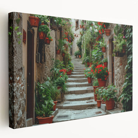 Provence, France landscape on large stretched canvas with vivid green and lavender hues, suitable for kitchen wall art.