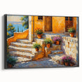 Black and white landscape art of a vintage French scenery on framed canvas, ideal for bedroom decor.