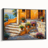 Black and white landscape art of a vintage French scenery on framed canvas, ideal for bedroom decor.
