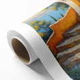Art Deco poster of a South France scenery in pastel shades on rolled canvas, ideal for nursery wall art.