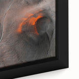 Extra large framed canvas featuring a textured Icelandic landscape in black with vibrant, colorful accents.