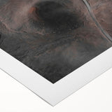 Art deco poster of a serene Icelandic landscape in muted blue and gray tones on rolled canvas.