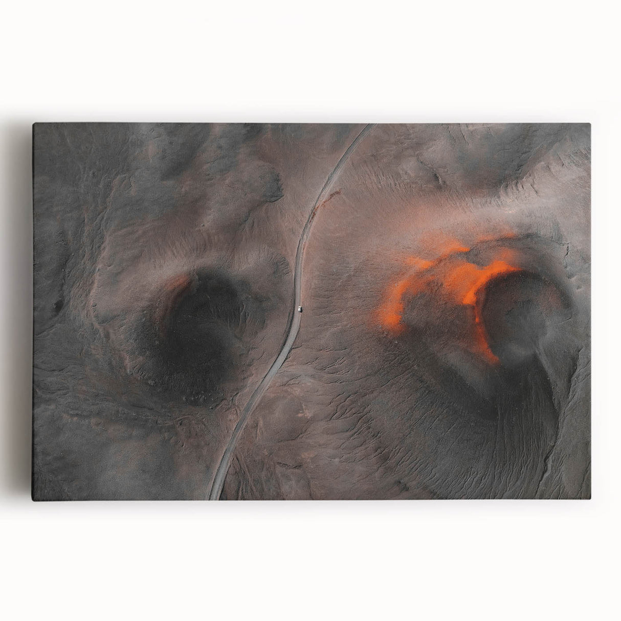 Black and white photo of an Icelandic landscape on stretched canvas, ideal for kitchen wall art.
