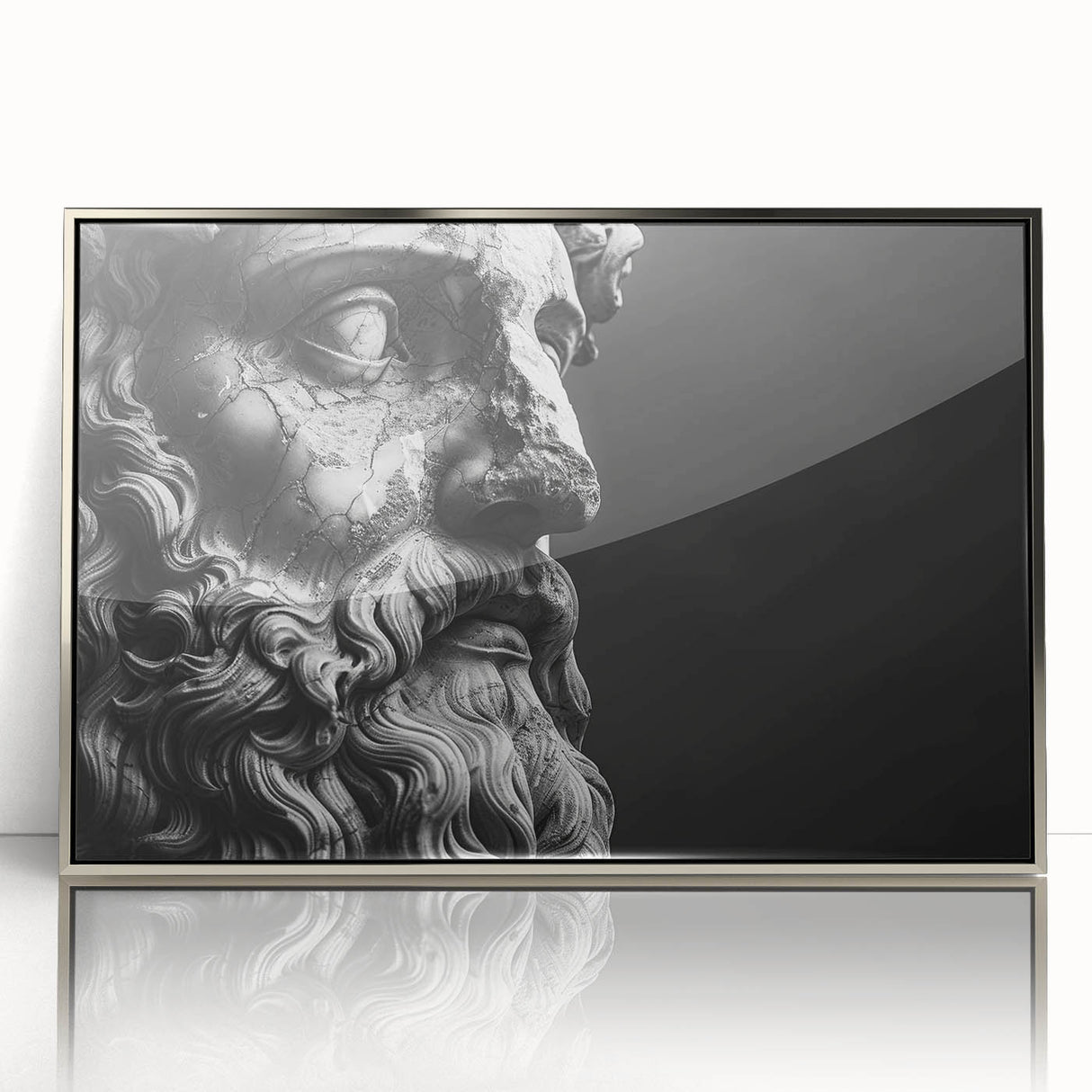 Large art print of Rome's scenery in acrylic with silver frame, featuring mid-century modernist style.