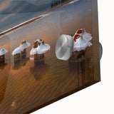 Large abstract wall art featuring a Lithuanian landscape in muted earth tones on acrylic glass.