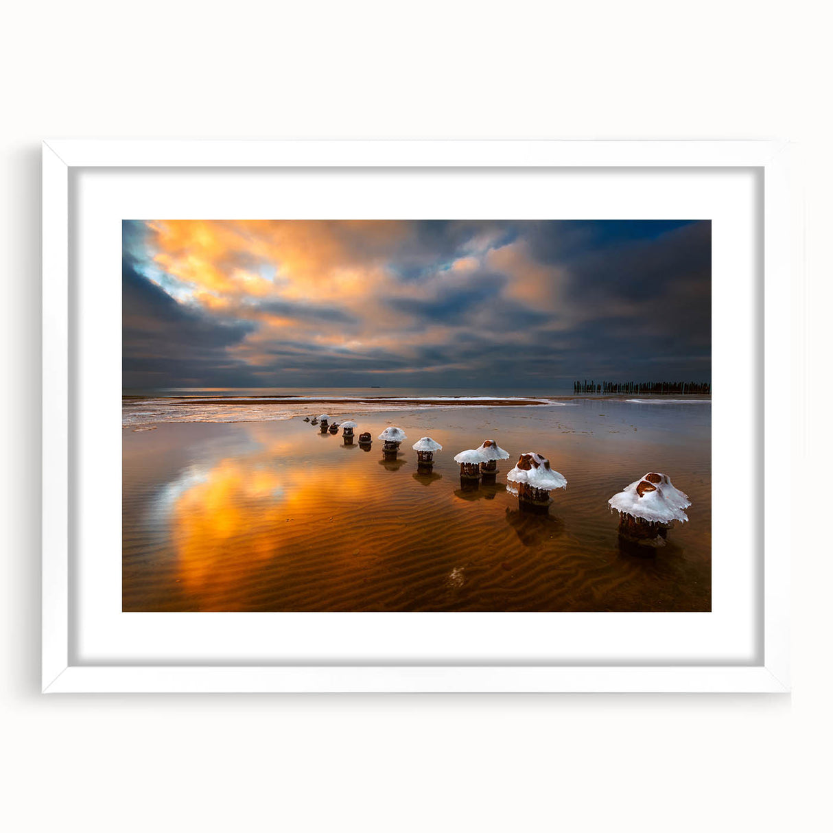 Textured abstract art print of a European landscape in muted earth tones on a framed white canvas, ideal for bedroom decor.