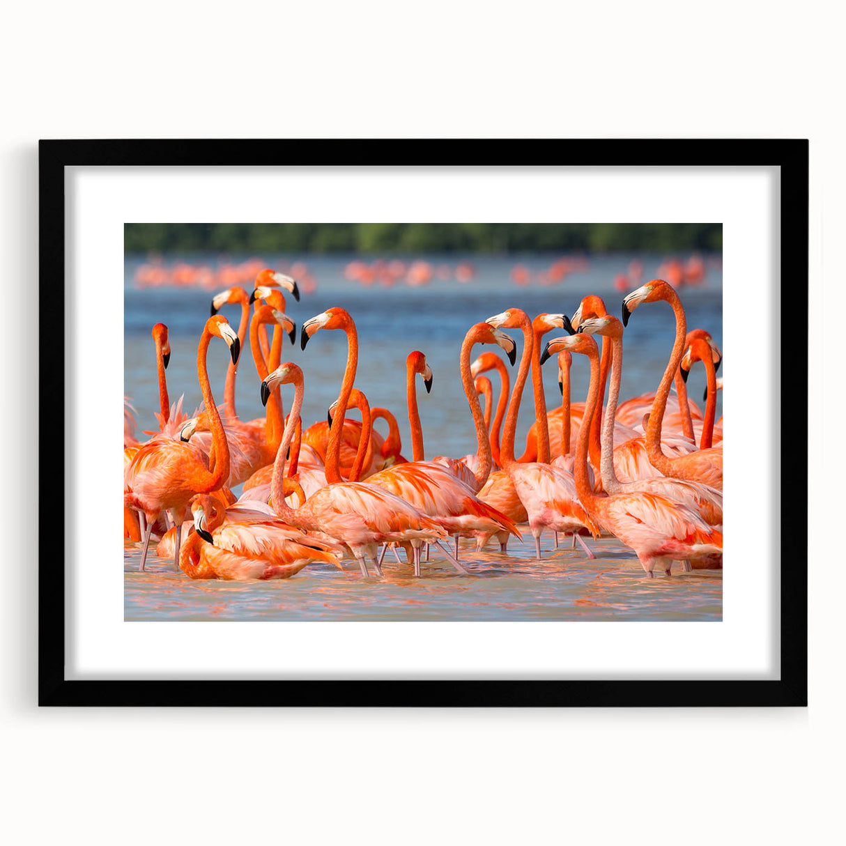Abstract art print featuring vibrant, textured colors depicting a Yucatan scenery on a large framed canvas.