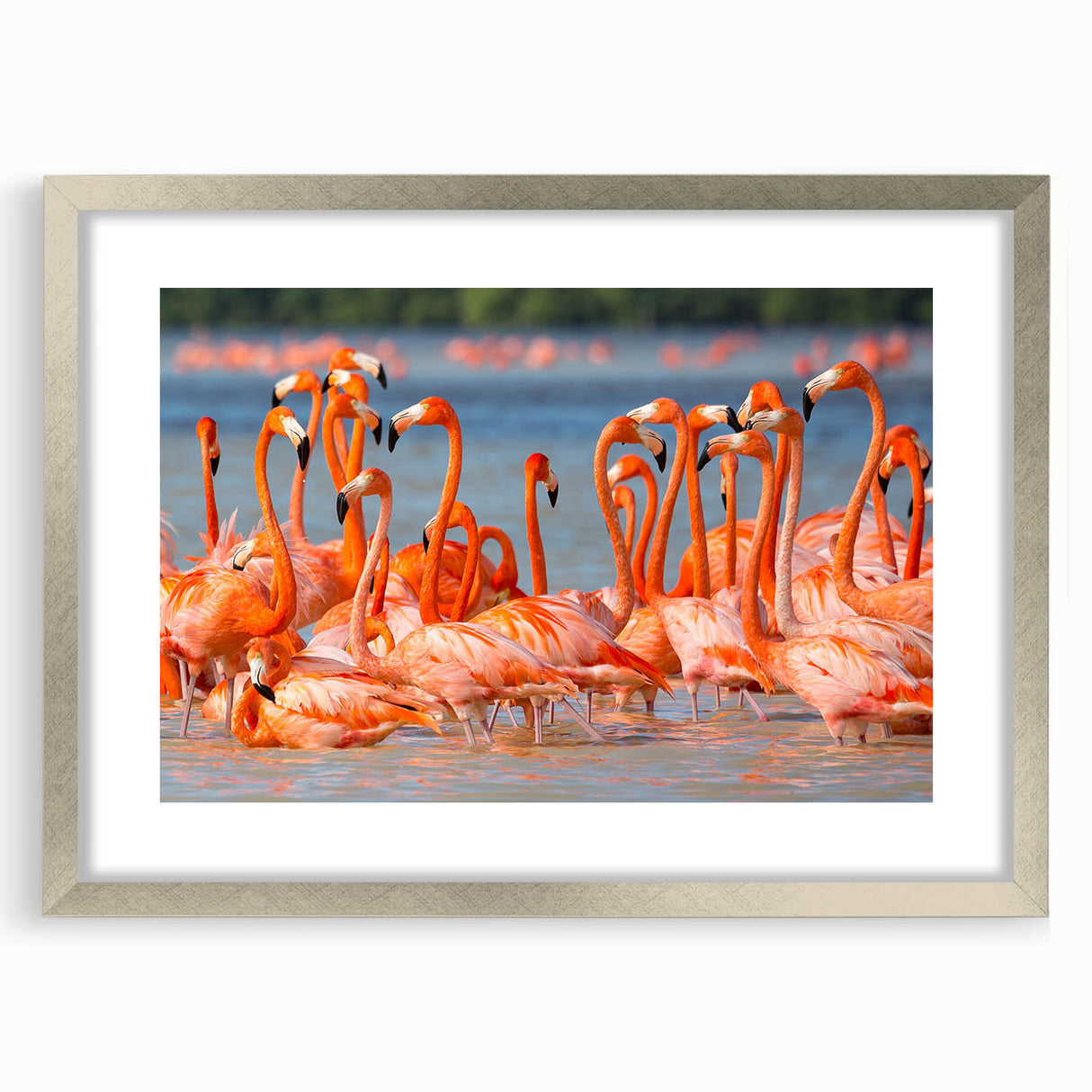 Textured abstract art print depicting a Yucatan scenery in muted earth tones, framed in silver, ideal for bedroom art.