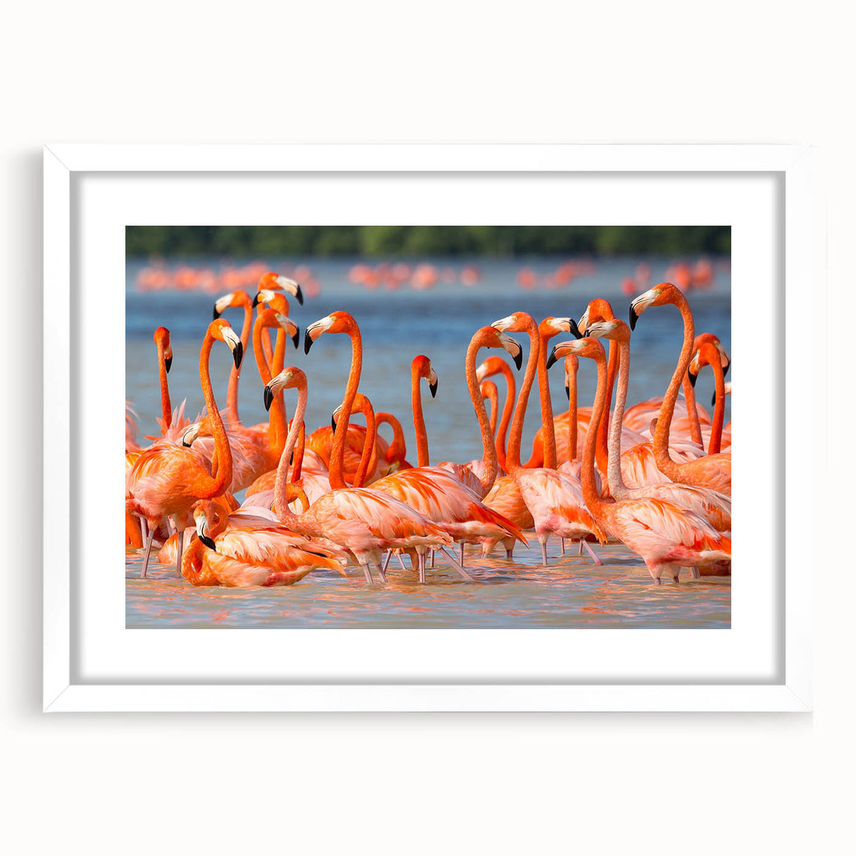 Abstract art print of Yucatan scenery in muted earth tones, framed with a white mat.