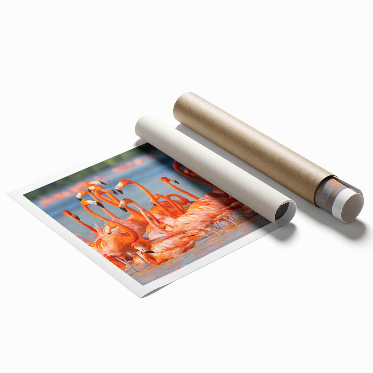 Extra large rolled print depicting Yucatan scenery with vibrant floral elements.