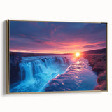 Framed canvas featuring a vintage-style landscape painting of an Argentine scenery in muted earth tones.