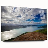 Large abstract wall art depicting a vibrant, colorful Brazilian landscape on acrylic glass.