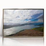 Acrylic print of a Brazilian landscape, featuring lush greenery and a golden frame, ideal for modern art wall decor.