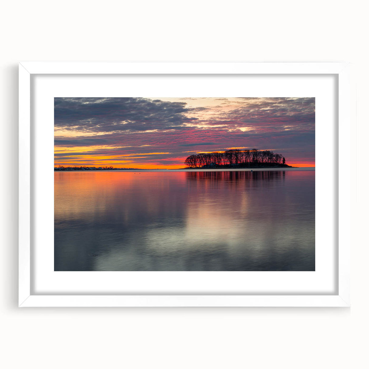 Abstract art print of Connecticut scenery in muted earth tones on a white-framed canvas, ideal for dining room decor.