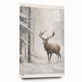 Winter-themed large abstract wall art on acrylic glass, featuring cool blue and white tones.