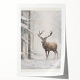 Extra large rolled print depicting winter floral art in muted blue and gray tones.