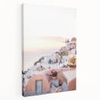 Large abstract art on a stretched canvas featuring vibrant summer hues, ideal for kitchen wall art.
