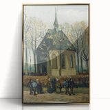 Art deco poster of a Van Gogh painting with gold frame on acrylic, in pastel shades.