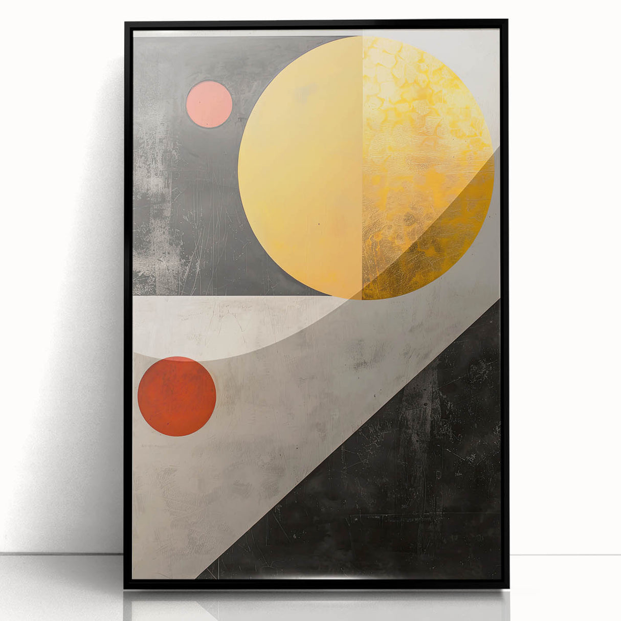 Abstract minimalist wall art featuring a framed black design with smooth acrylic finish, perfect for modern home decor or office spaces.