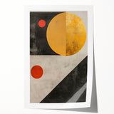 Abstract minimalist wall art print showcasing soft pastel colors and geometric shapes, rolled and ready for display in a stylish home decor setting. Ideal for modern interiors.