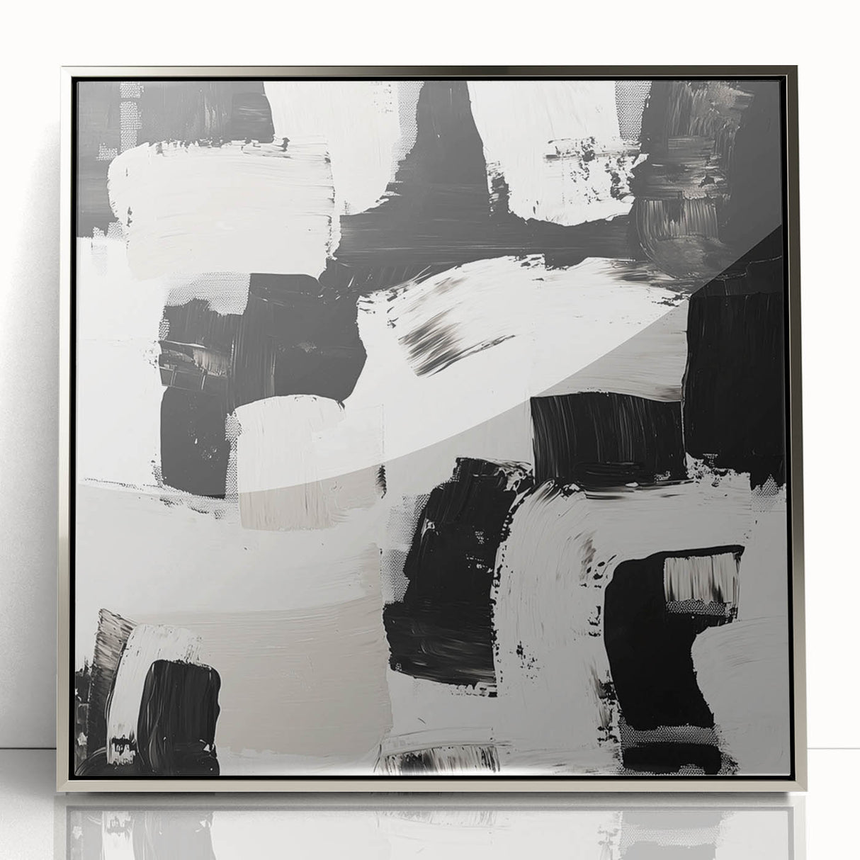 Geometric Abstract Wall Decor – Black and White Modern Canvas