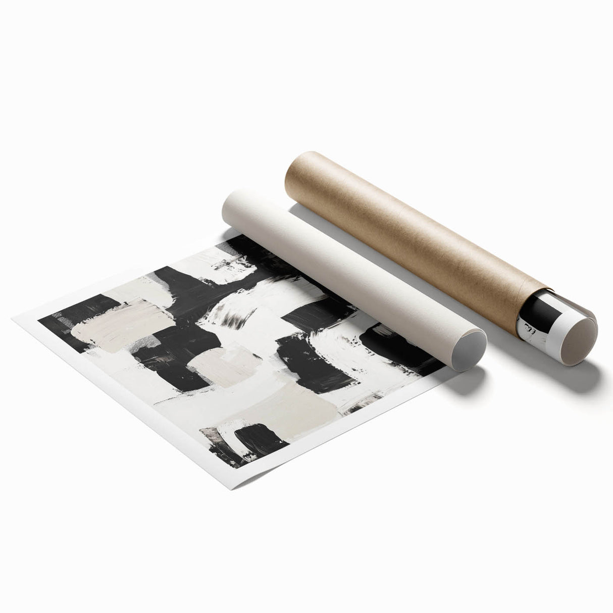Geometric Abstract Wall Decor – Black and White Modern Canvas
