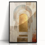Custom Dining Room Wall Decor – Gold & Beige Arch Abstract