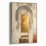 Custom Dining Room Wall Decor – Gold & Beige Arch Abstract