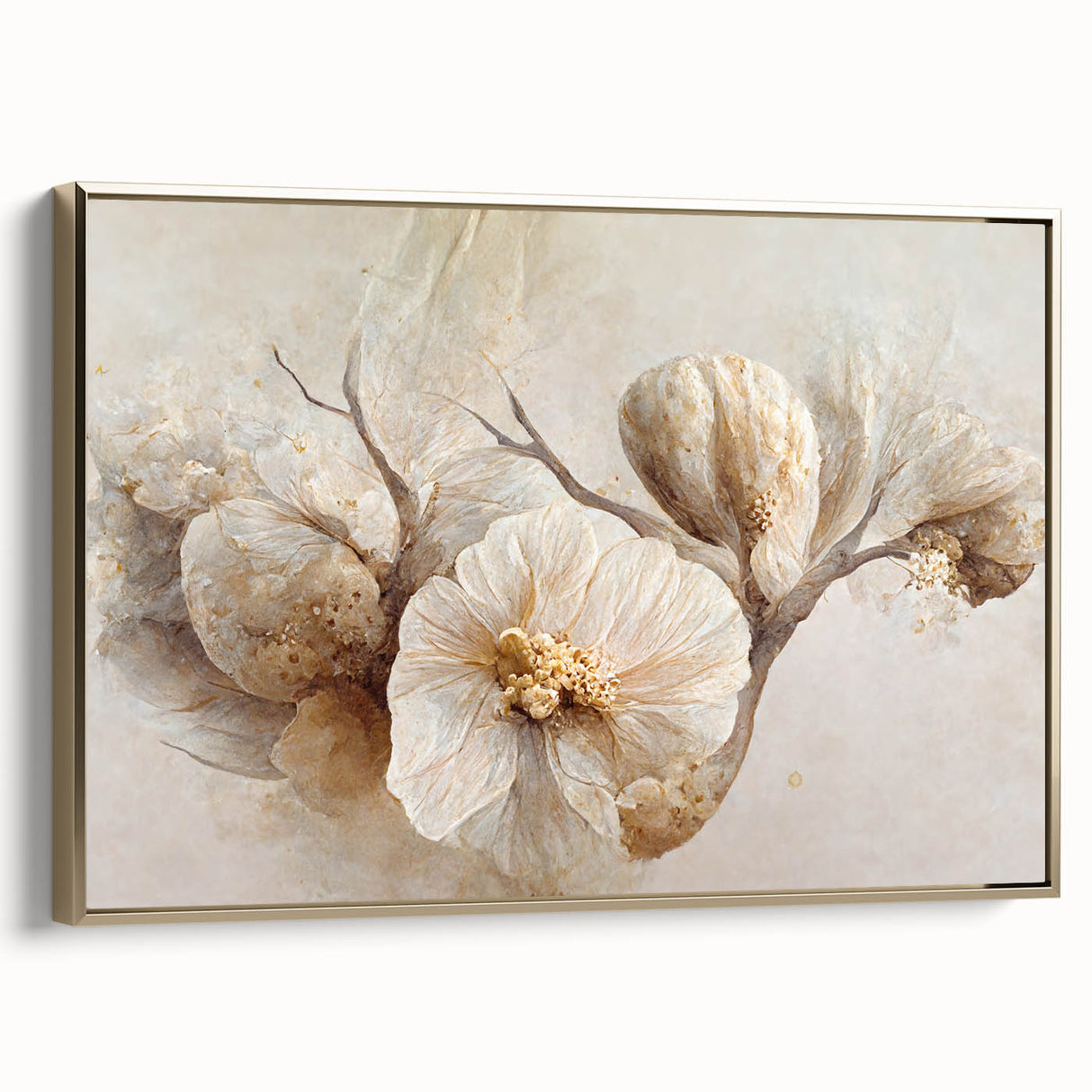 Framed Floral Wall Art – Elegant Canvas for Living Room