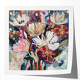 Abstract floral design print in glossy finish, showcasing vibrant colors and intricate patterns, perfect for modern home decor or art displays.