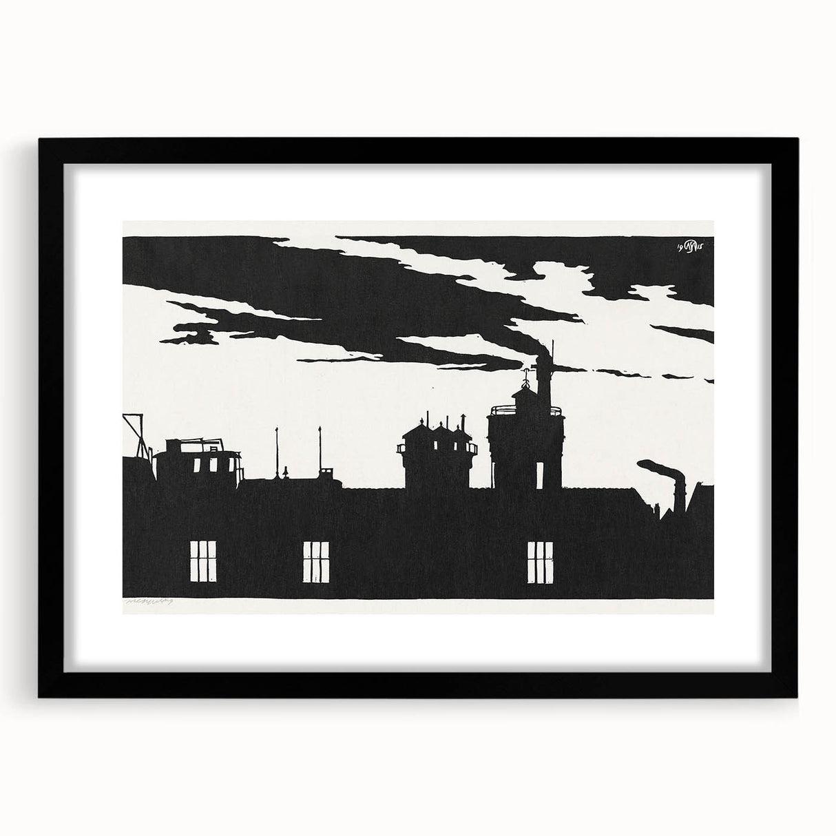 Industrial Silhouette Modern Art - Monochrome Cityscape Wall Decor