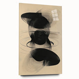 Abstract minimalist wall art design displayed in a sleek acrylic glass frame, showcasing soft color gradients and geometric shapes, ideal for modern decor.