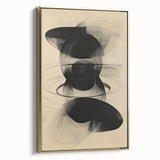 Framed abstract minimalist wall art featuring a gold design on a textured canvas, showcasing modern elegance and sophistication in interior decor.