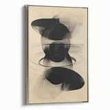 Framed minimalist abstract wall art showcasing a sleek silver frame and modern design, ideal for contemporary home decor, viewed from the side.