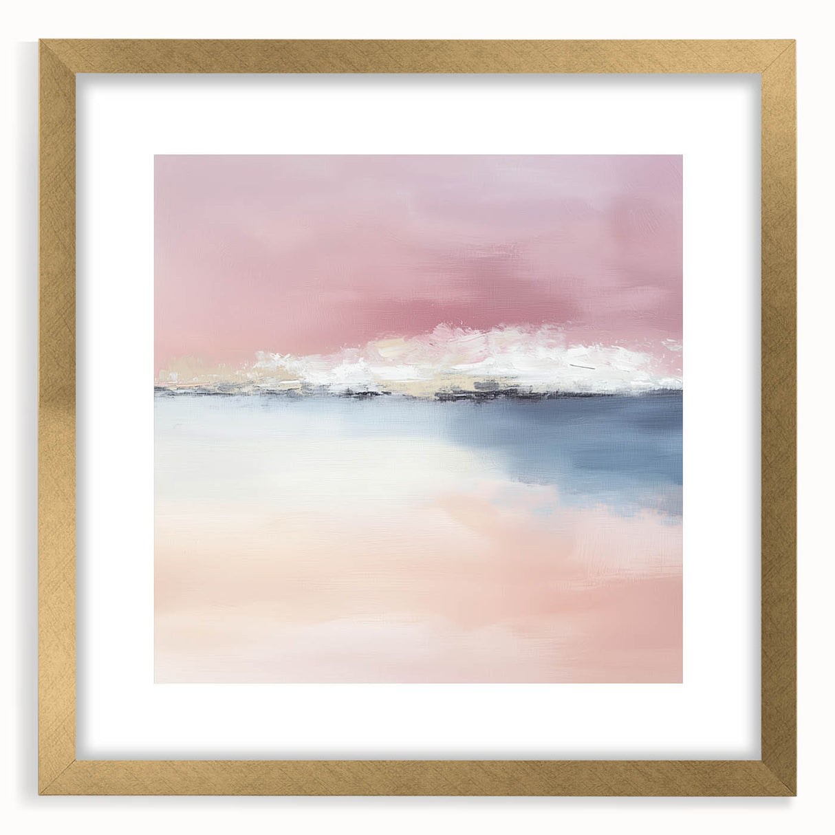 Large Abstract Wall Art – Soft Pink, White & Blue Minimalist Canvas